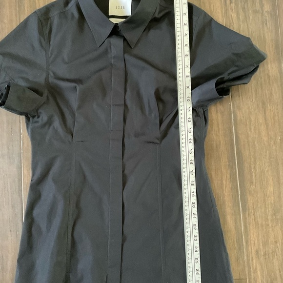 ESSE Studio Italian Cotton Black Short Sleeve Button Front Shirt Size 8 - Picture 9 of 9